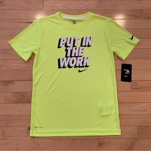Nike 3Brand youth boys size large 14 volt yellow athletic short sleeve shirt